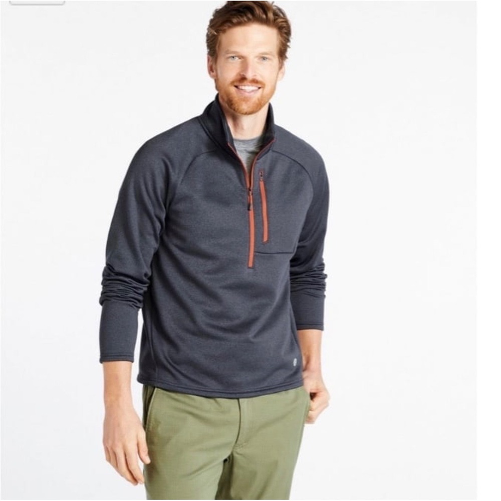 L.L.Bean Men's Mountain Fleece 1/2 Zip Pullover Navy Blue Size L Reg Outdoor